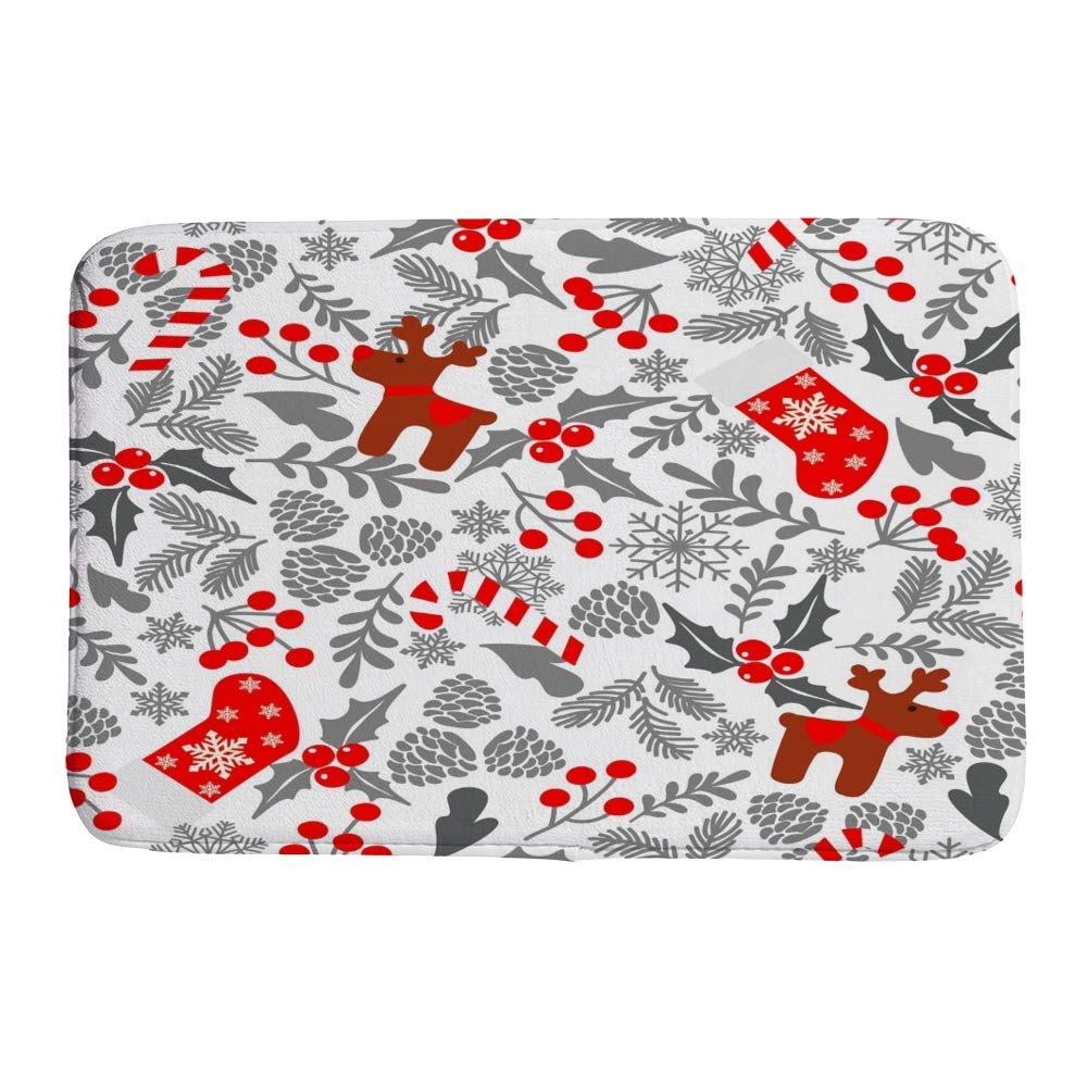 Tapis de bain absorbant lavable en machine avec motifs de Noël 61x91