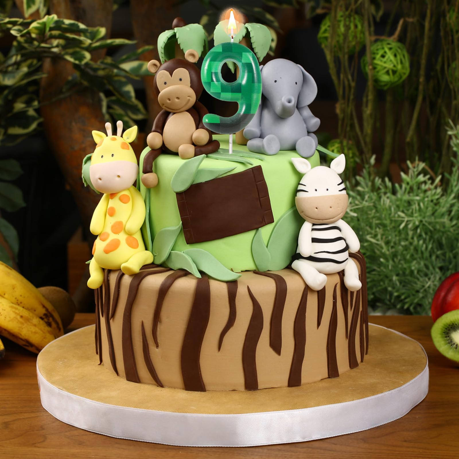 TNT Themed Birthday Candles - Green Dynamite Number 7 Cake Candles For Video Game Parties