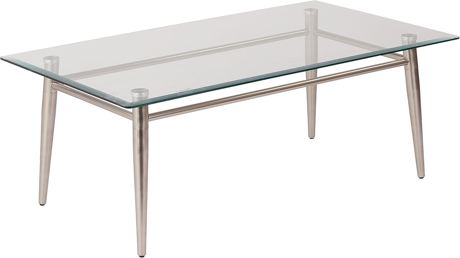 Brooklyn Glass Top Coffee Table, Nickel Brush Finish