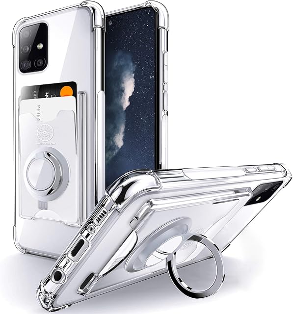 Shields Up Designed for Galaxy A51 Case, Samsung A51 Wallet Minimalist Case with Ring Kickstand and Card Holder, Shockproof Bumper TPU Transparent Slim Cover for Samsung Galaxy A51 - Clear