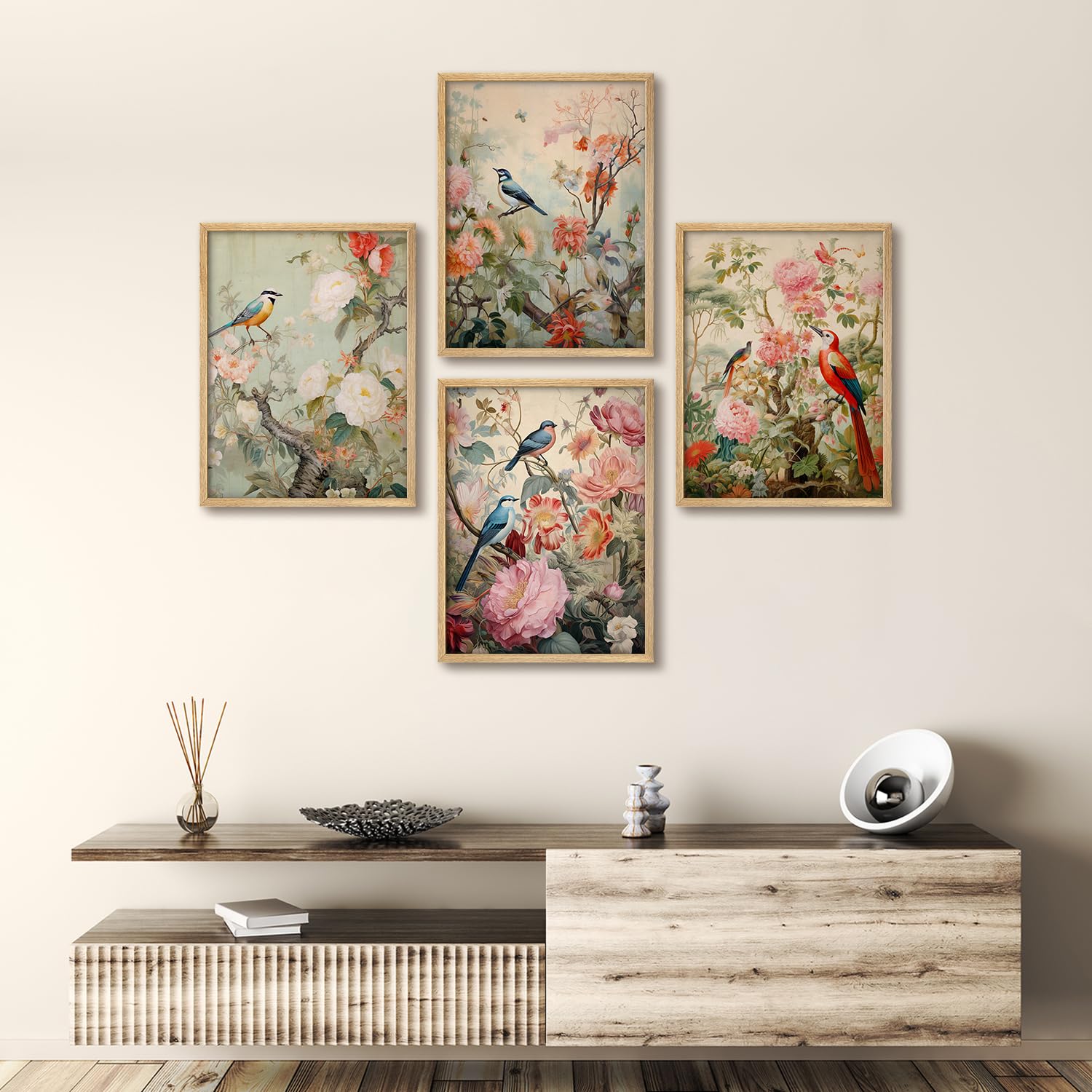 Amazon.co.jp: SIGNWIN フレーム入りセット シノワズリ 鳥と花