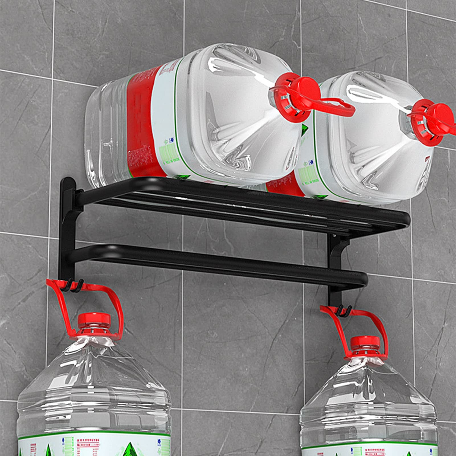 Toallero doble de acero de 60 cm, estante de baño montado en la pared, organizador de baño cepillado, soporte para toallas que ahorra espacio, accesorio de decoración para el hogar Slish
