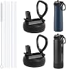 2Pack Straw Lid Compatible with ThermoFlask 18OZ24OZ32OZ40OZ64OZ Water Bottle, Replacement Lid Fits Contigo, Simple Modern Wide Mouth Bottle, Leak Proof and Spill Proof, Easy to Carry