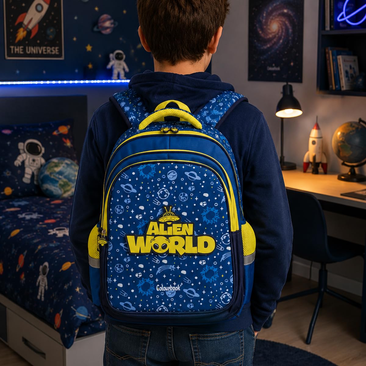 Colourbook Zaino Scuola 30L Ergonomico Multitasche Spallacci Imbottiti | Poliestere impermeabile, Schienale Ergo-Support, Tasca frontale zip, Misura 35x45x20 cm, Ragazzi elementari medie