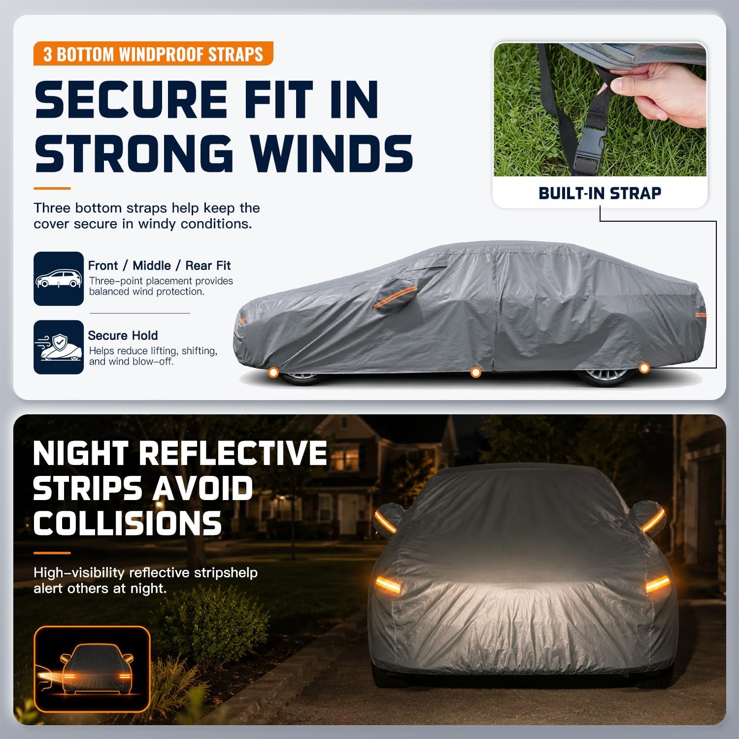 Honda Civic Car Cover Waterproof All-Weather,Outdoor Full Exterior Automobiles Sedan(Length 186-193 inch) with Windshield Sun Shade