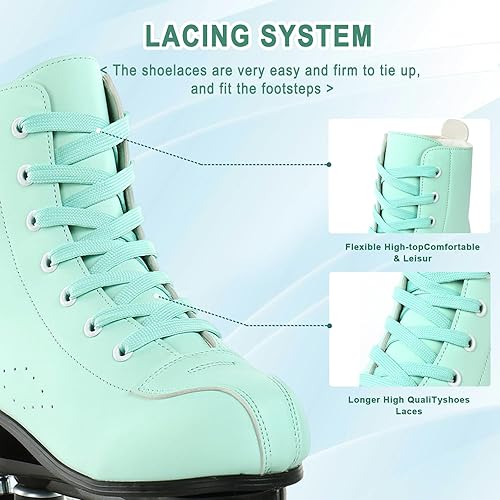 Miniatura 7 de Jessie - Patines de cuero para mujer, para exteriores e interiores, cuatro ruedas ajustables, patines de primera clase para mujer, hombre, niños