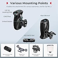 Vista 6 de SMALLRIG Mango lateral giratorio con botón de presión y abrazadera NATO, para mano izquierda y derecha, mango lateral giratorio 360° con silicona