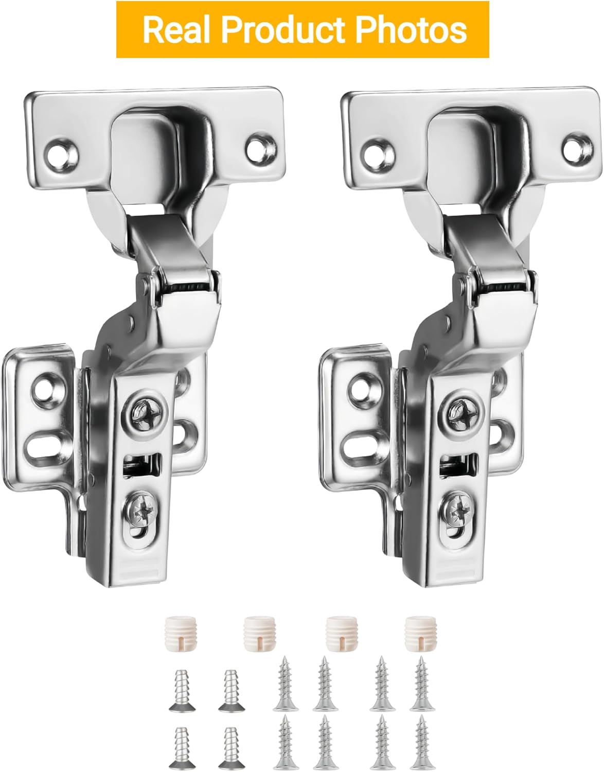 40pcs Inset Cabinet Hinge Frameless Concealed Door Hinges European Soft Closing Four-Hole Mounting Plate Hinges Nickel Plated Finish