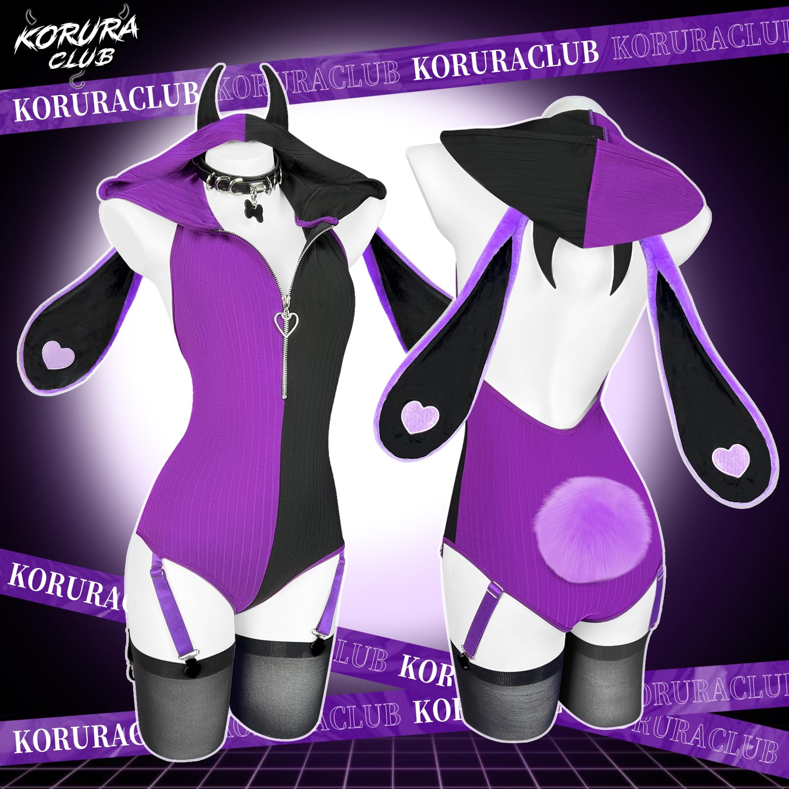 KORURACLUB Bunny Outfit Cosplay Sexy Dessous Streifen kostüm