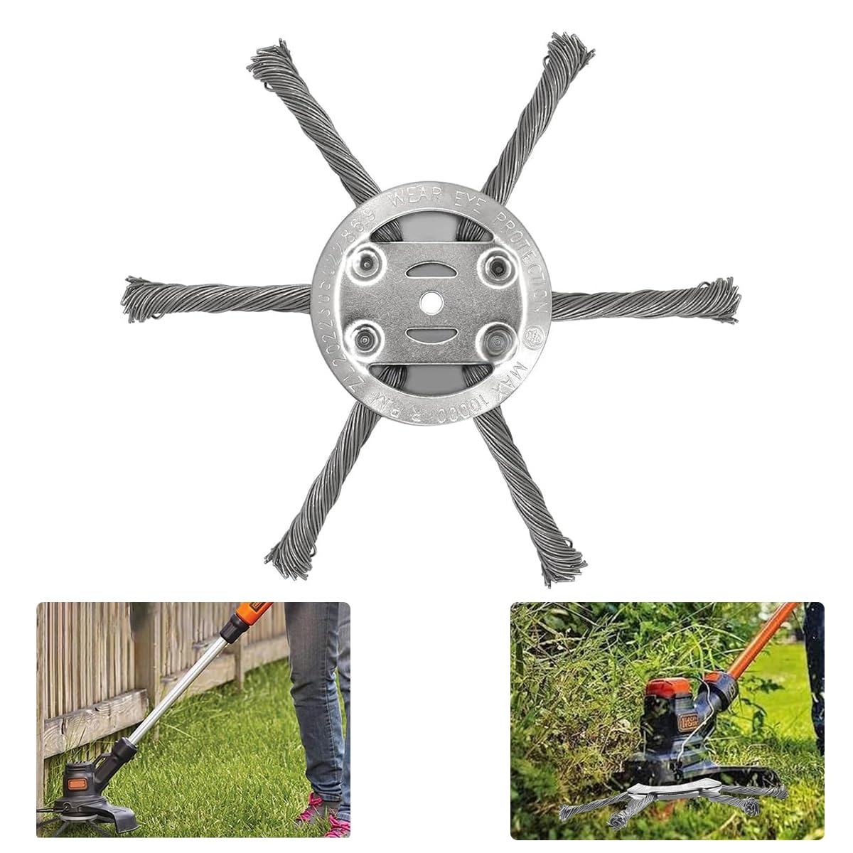 Grass Trimmer Head Replacement - Stainless Steel 6-Prongs Brush Cutter Head Blade - 15CM Garden Grass Cutter Blade - Universal Weed Brush Cutter - Brush Cutter Trimmer Accessories/Attachment