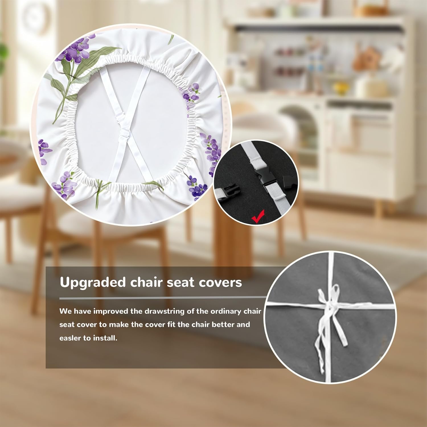 Chair Covers - Elastic Printed Dining Chair Slipcovers, Removable Washable with Elastic Band, Anti-Slip，Protective Covers for Dining Chair Cushions (Type 8, 4-Piece Set)