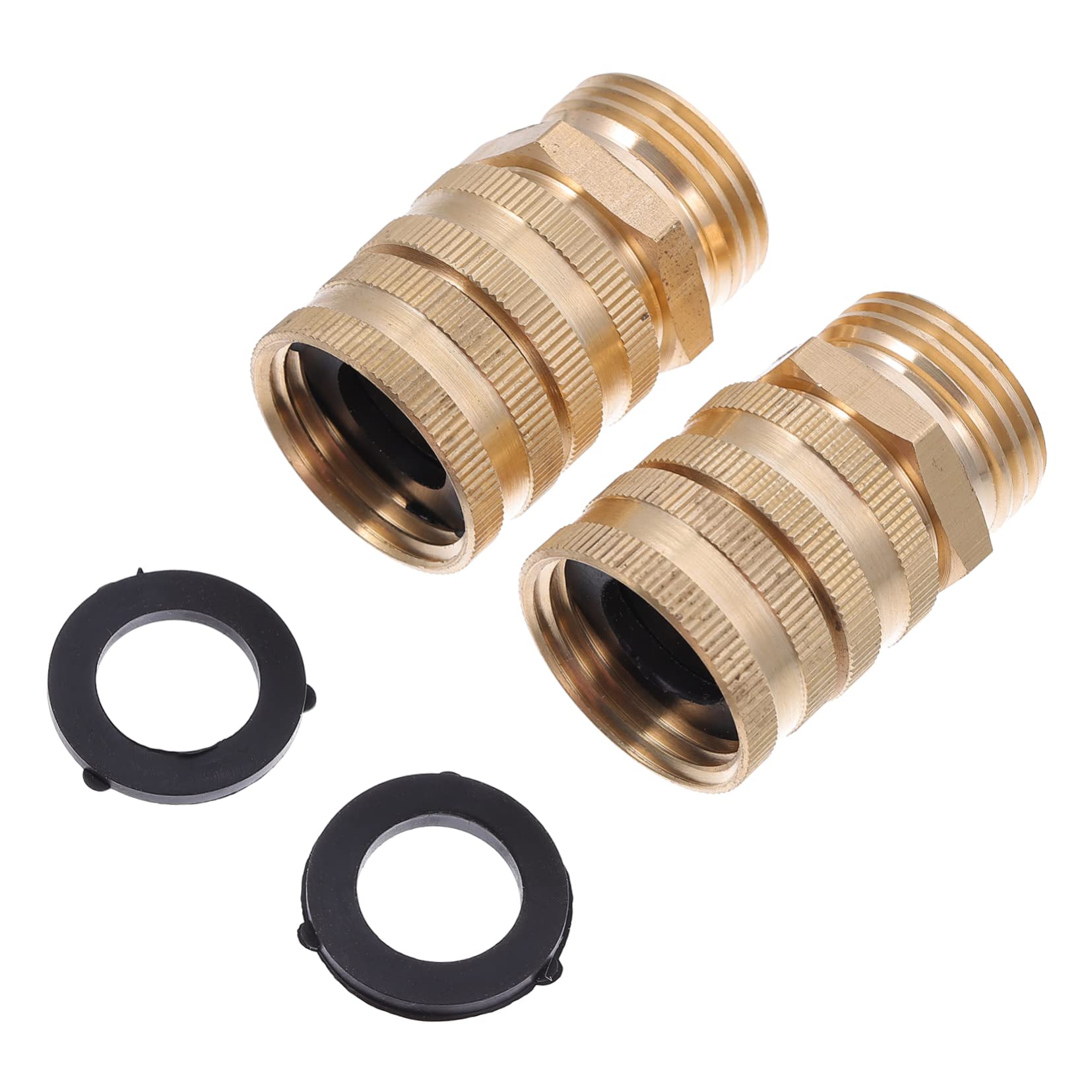 ifundom 2 Series Conector De Manguera De Jardín De Latón De Adaptador De Irrigación con Doble Femenina Arandelas Resistente Y Duradero para Húmedos 2 Piezas*2