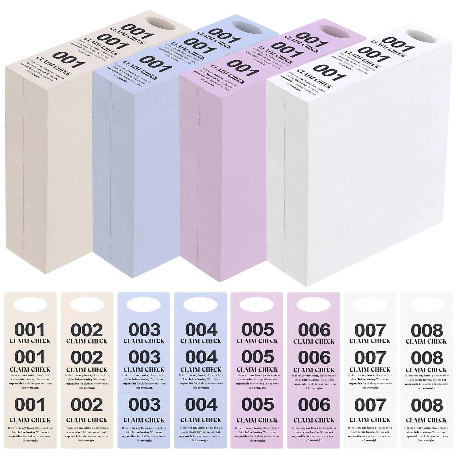 Clabby Lot de 2 000 étiquettes multicolores en papier coloré pour petit manteau, carreaux de chambre (rose, jaune, bleu et blanc)