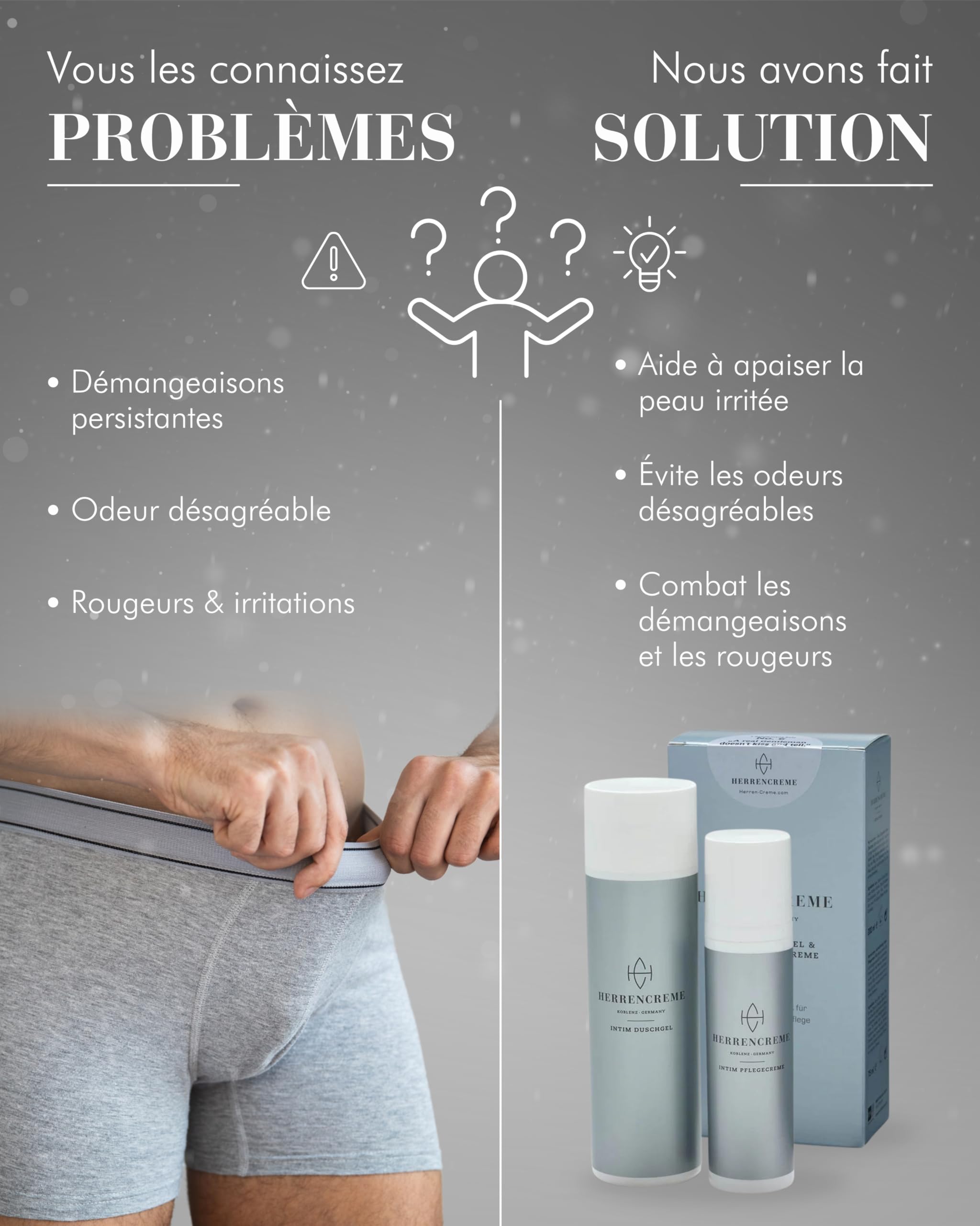 HERRENCREME Soin intime pour hommes 75 ml I Crème intime à base de nano-argent I Pour peau sèche & irritée I Soin intime développé par des urologues I Vegan & testé dermatologiquement