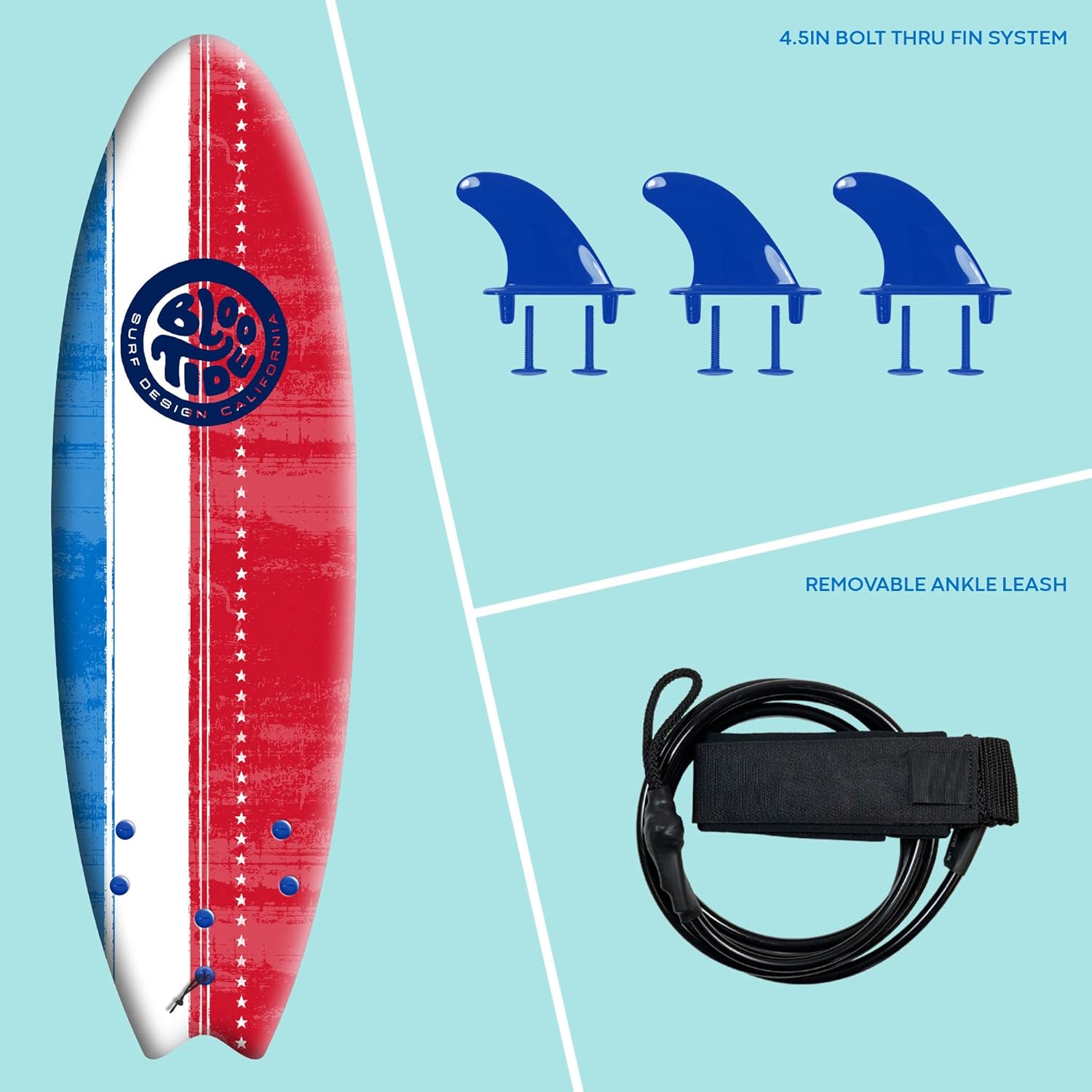 Foam Bloo Tide 6’ Swallow Tail Soft Surfboard