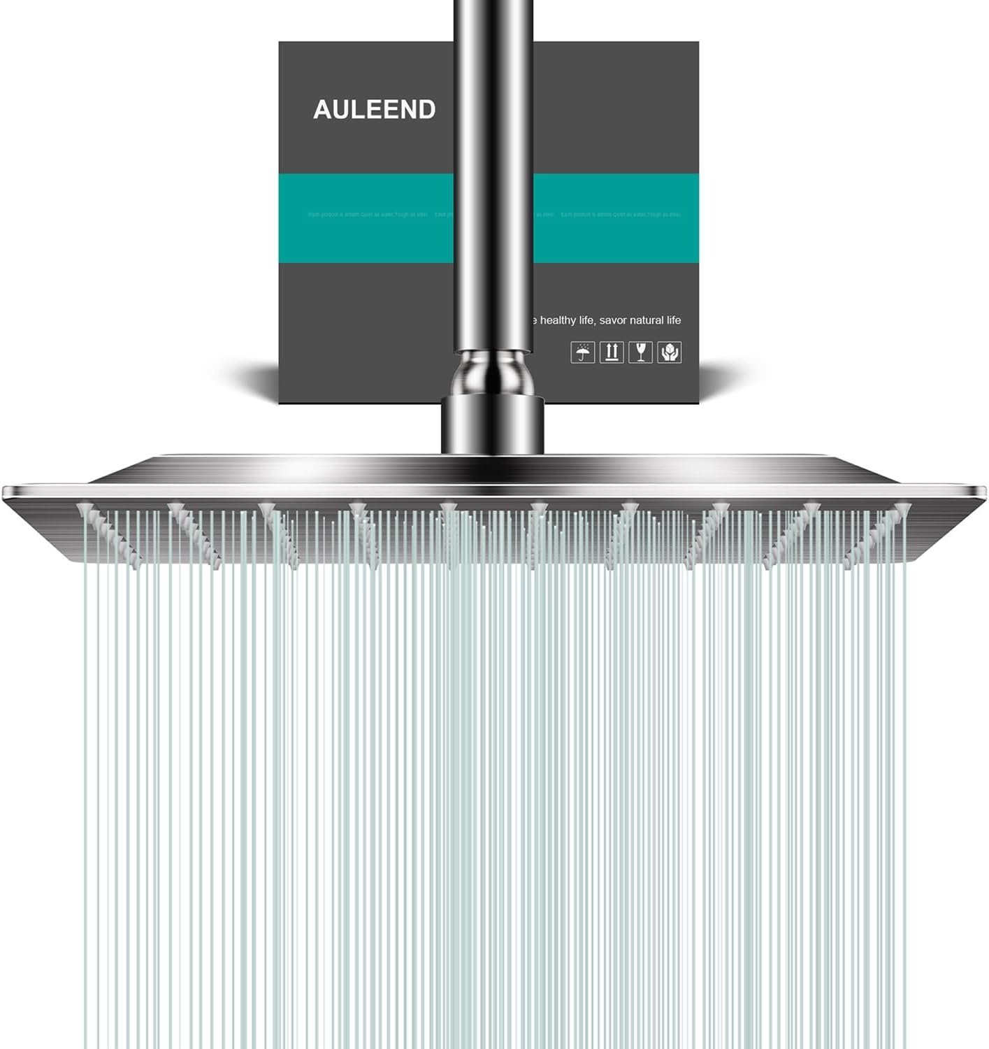 Square Rain Shower Head, High Flow Stainless Steel,Work with any decorative style，All Metal Rainfall Shower Head (Brushed Nickel, 10)