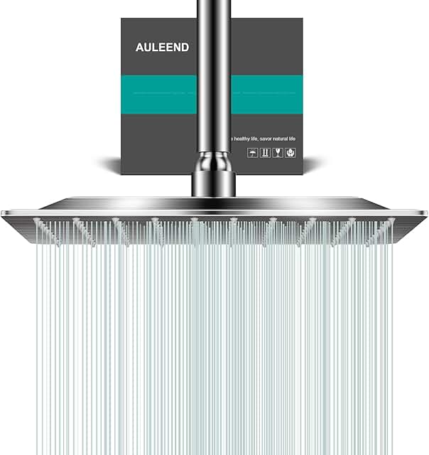 Square Rain Shower Head, High Flow Stainless Steel,Work with any decorat...
