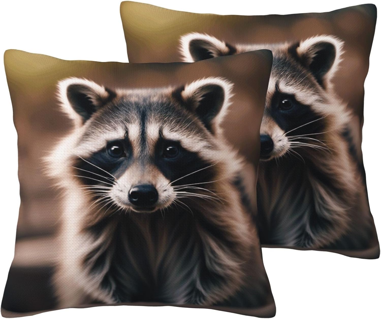 Cute Raccoon (1) Imitation Linen Pillowcase -2 Sets, Fashionable Home Decoration, Used for Sofas, Gardens, beds