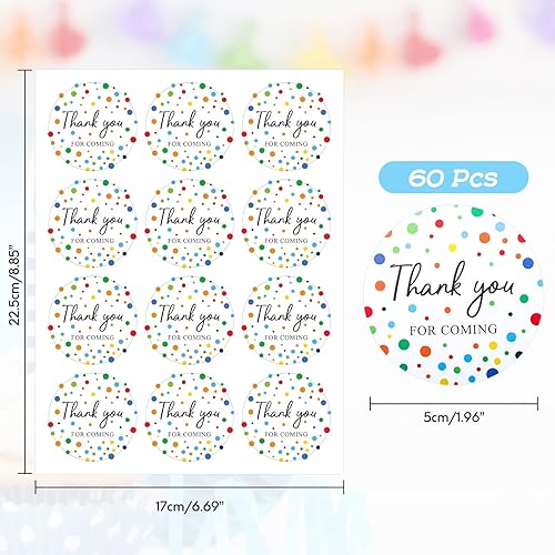 Miniatura 2 de jijAcraft 60 calcomanías de agradecimiento redondas de 2 pulgadas en 6 diseños, calcomanías de agradecimiento personalizadas con estrella arcoíris