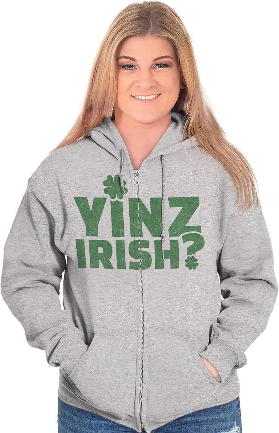 Brisco Brands Yinz Irish Funny St Patrick's Day Zip Up Hoodie Mens Womens