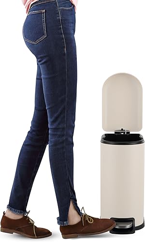 Vista 31 de happimess HPM1009C Roland Mini 2.6-Gallon Step-Open Trash Can with Soft-Close Lid, Modern, Minimalistic, Fingerprint Proof for Home, Kitchen, White