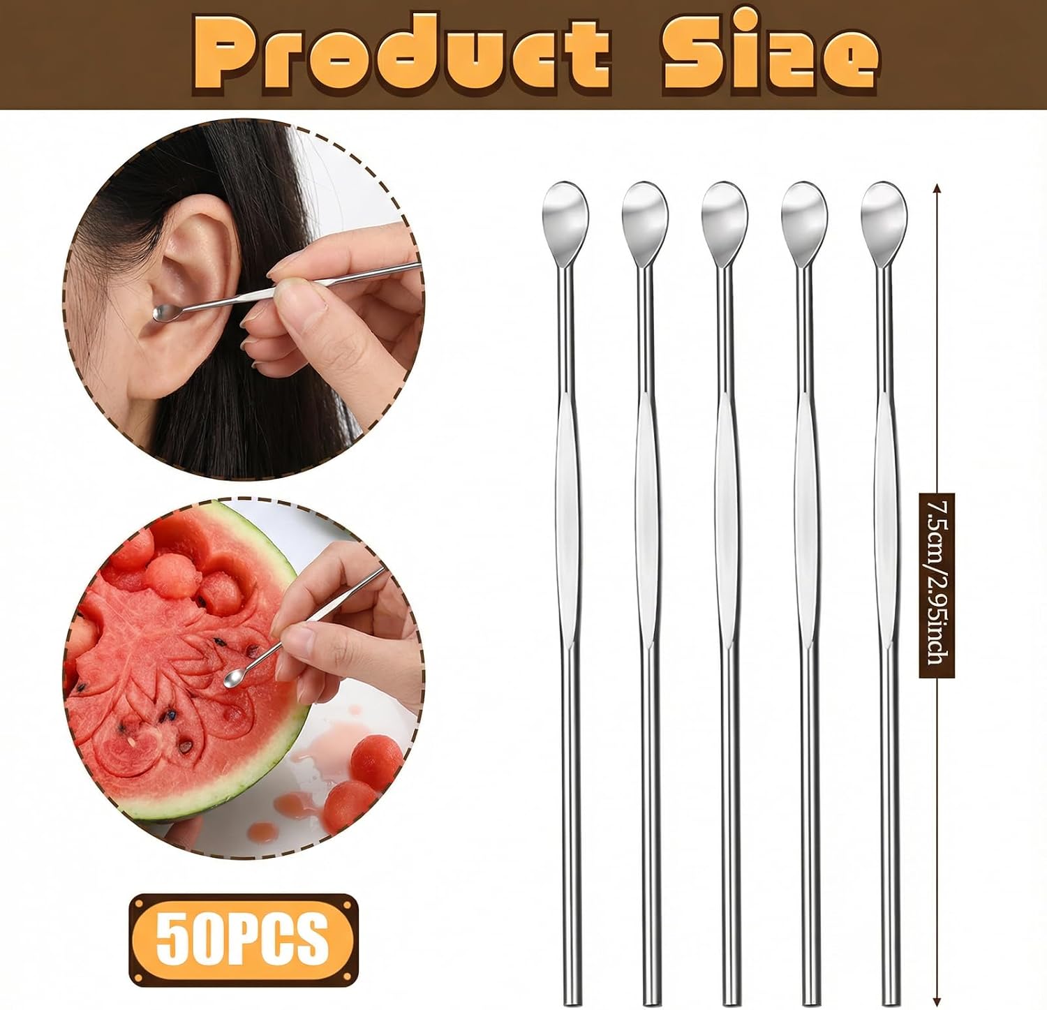 TIESOME 50Pcs Stainless Steel Wax Carving Tool, Ear Spoon Metal Ear Cleaner Portable Ear Pick Earwax Curette Ear Cleaner Tool Clay Sculpting Tools for Wax Modeling Sculpting and Shaping Engrave