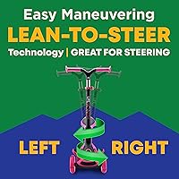 Vista 3 de 3 Wheel Scooter for Kids with Foldable Seat, Adjustable Handlebar Height, Lean-to-Steer Ride On Toy for Kids Ages 2+, Light-Up LED Wheels, Wide Anti