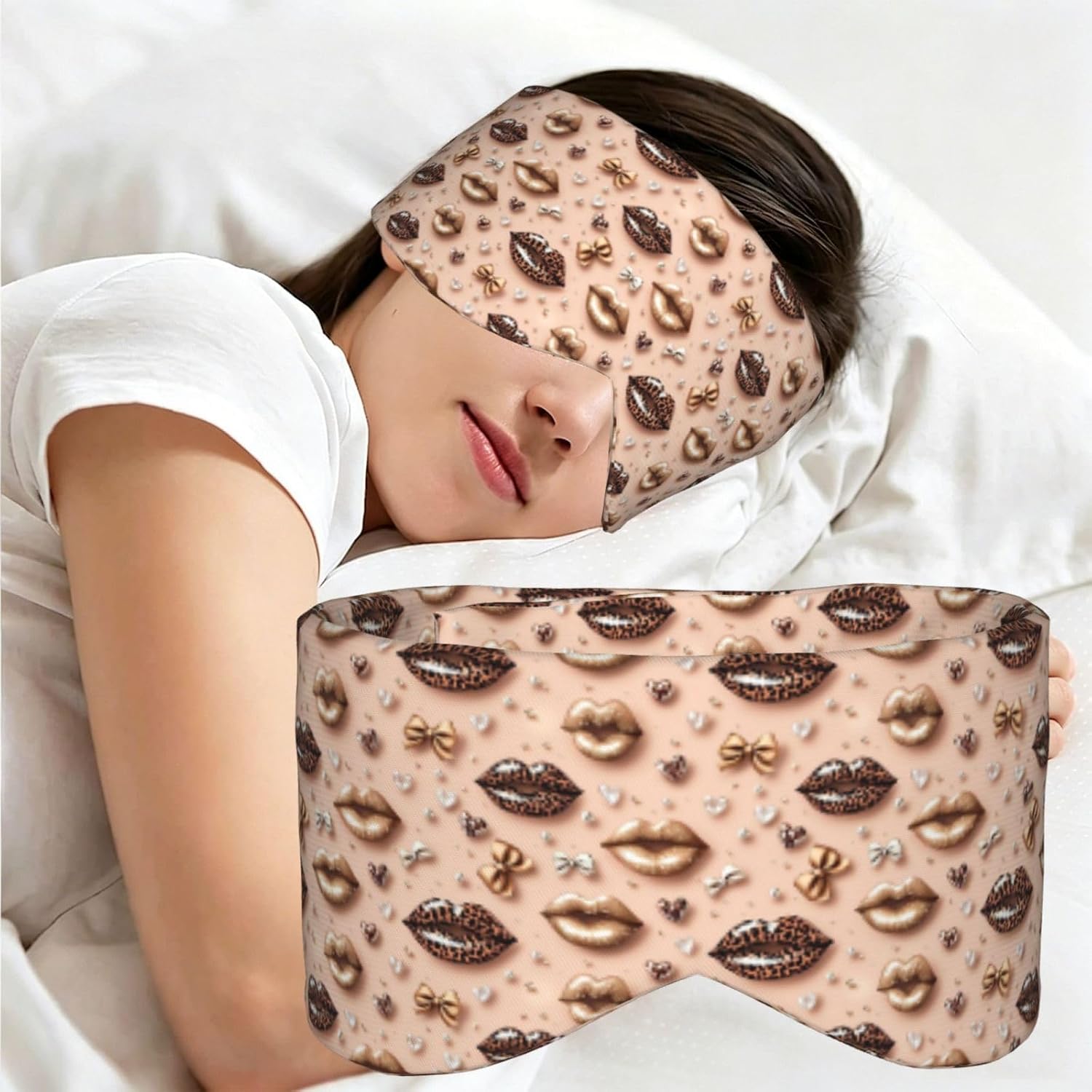 3D Full Coverage Sleep Mask Eye Mask-Lips and Bows Print