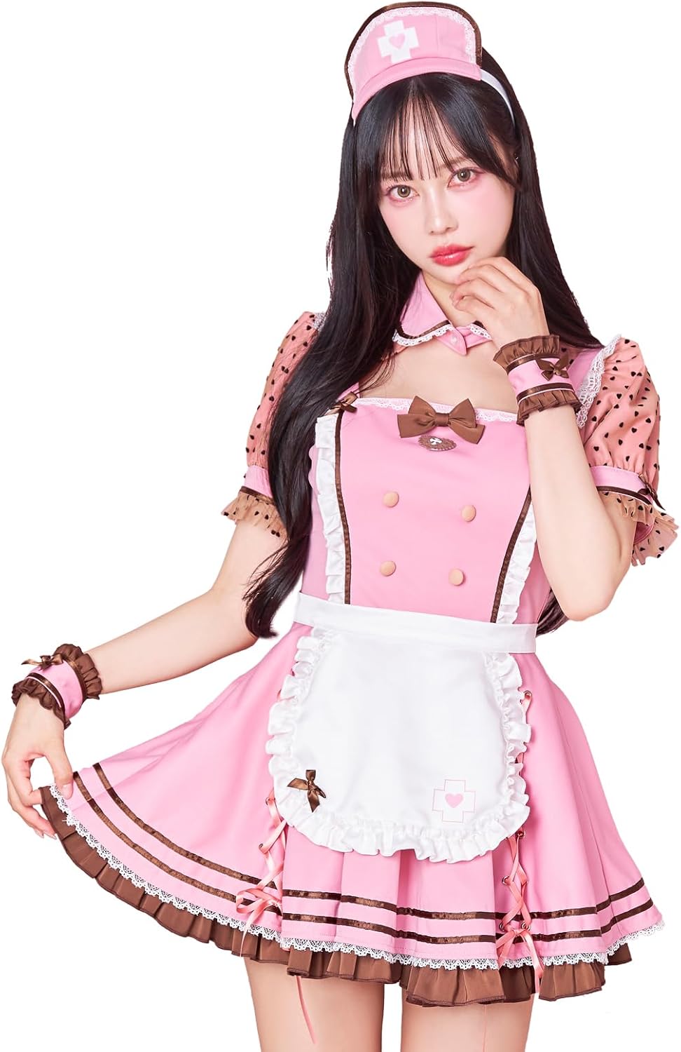 [Malymoon] コスプレ ナース 看護師 ショコラ レッド ピンク 赤 バレンタイン ホワイトデー ドット ...