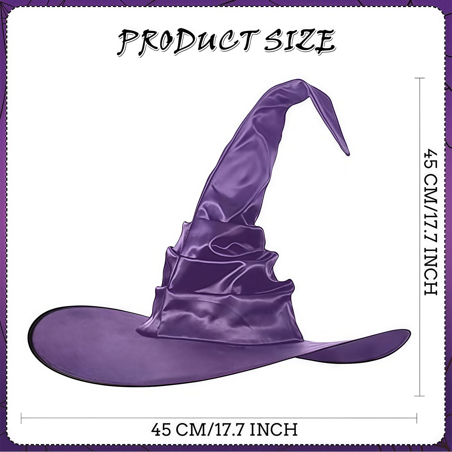 Halloween Witch Hat Costume Women Girls, Purple Witch Hat, 17.7Inch*17.7Inch Detachable Costume, Halloween Accessories Decorations for Women Girls