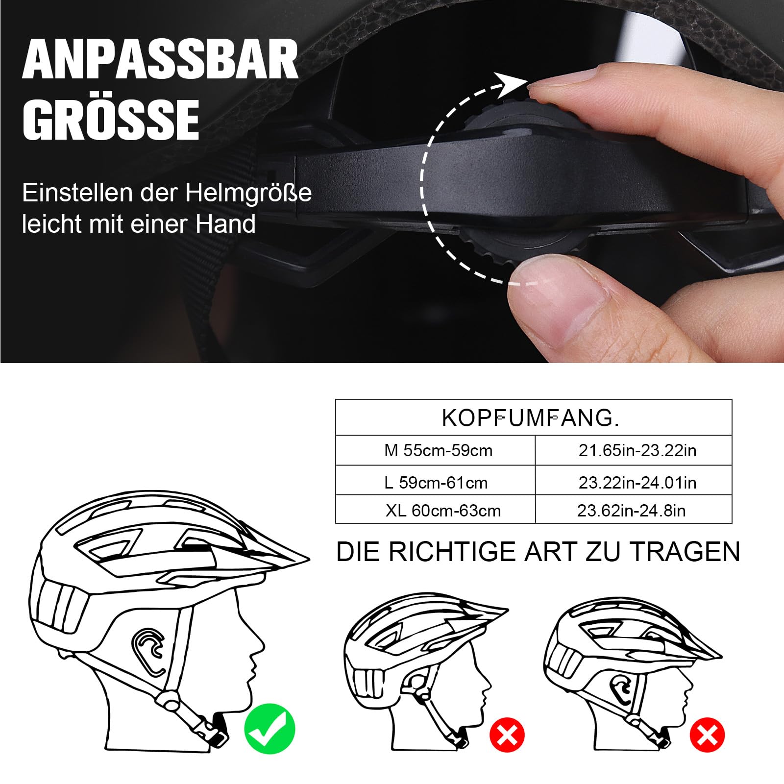 KINGLEAD Fahrradhelm, 5 Lichtmodi USB-aufladbar fahrradhelm mit licht vorne und hinten für Damen und Herren ，Leichter Fahrradhelm Erwachsene für Scooter ，e-Bike &rennrad