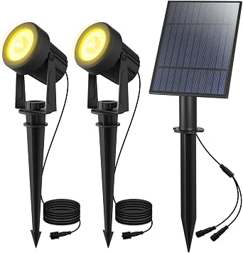 T-SUN Solar Spotlights Outdoor Waterproof, 2-in-1 Solar Landscape Spotlights LED Garden Spot Lights for Yard Tree Garden Pond Pool Area Warm White