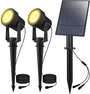 T-Sun 2-in-1 Solar Spotlights Outdoor Waterproof, Warm White, Dusk to Dawn | IP65 Waterproof, 2 Brightness Modes, Solar Landscape Spotlights for Trees, Garden, Pathway, Flag, Festival Decoration