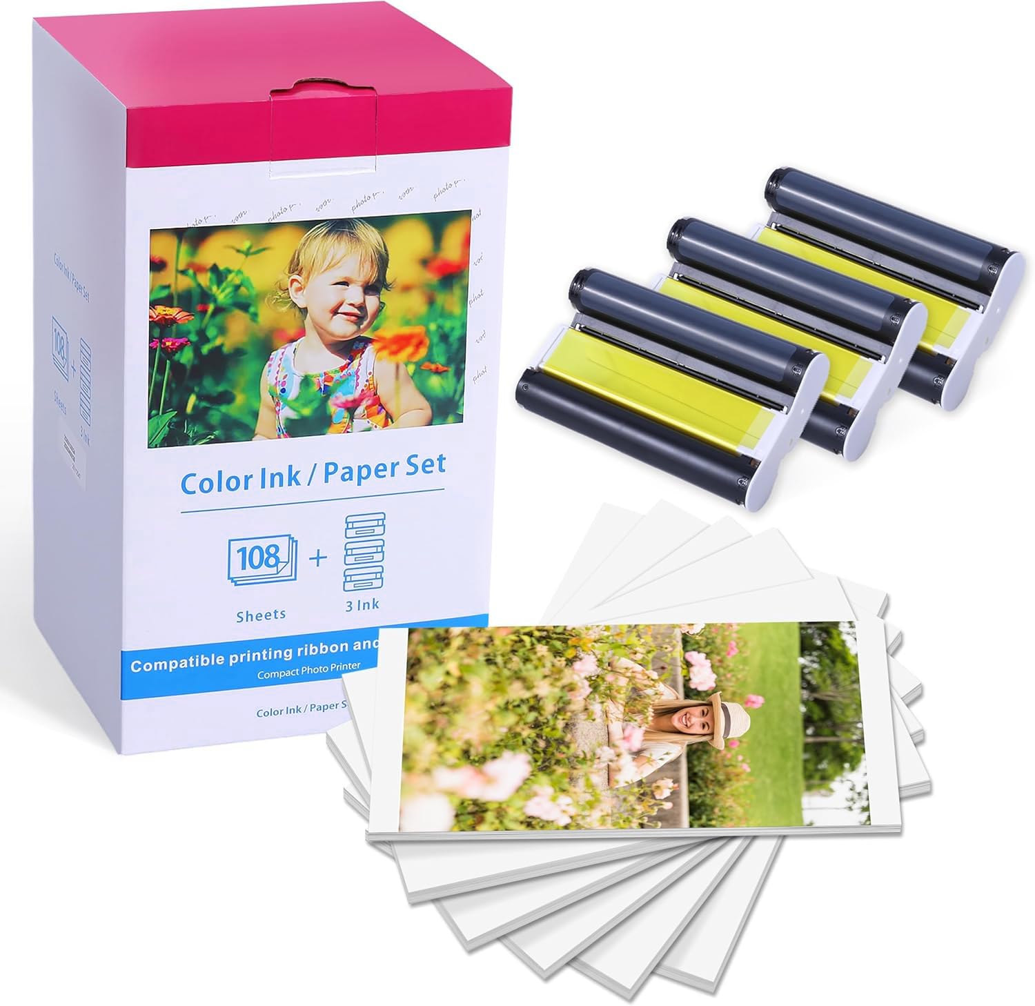 Canon Selphy CP1300 Papier Photo Cartouche Compatible KP-108IN 3115B001 108 Feuilles 100x148mm