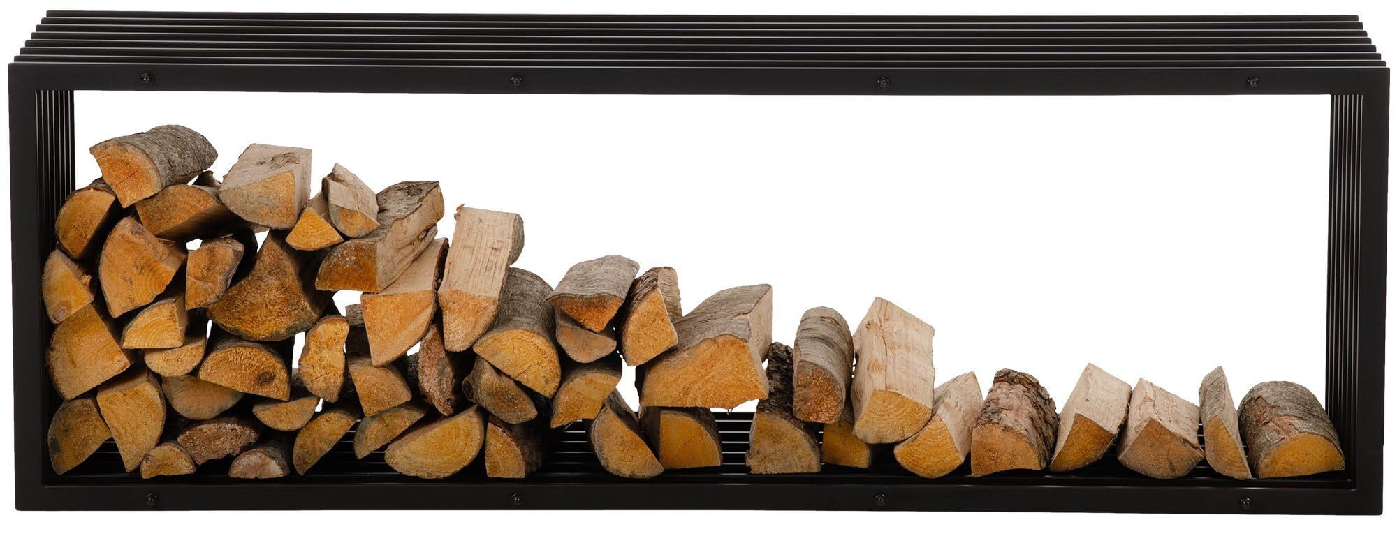 CLP Metall Kaminholzregal Irving Schwarz-Matt I Robuster Und Handgefertigter Kaminholzständer I Pulverbeschichtetes Brennholzregal, Größe:40x50x150 cm