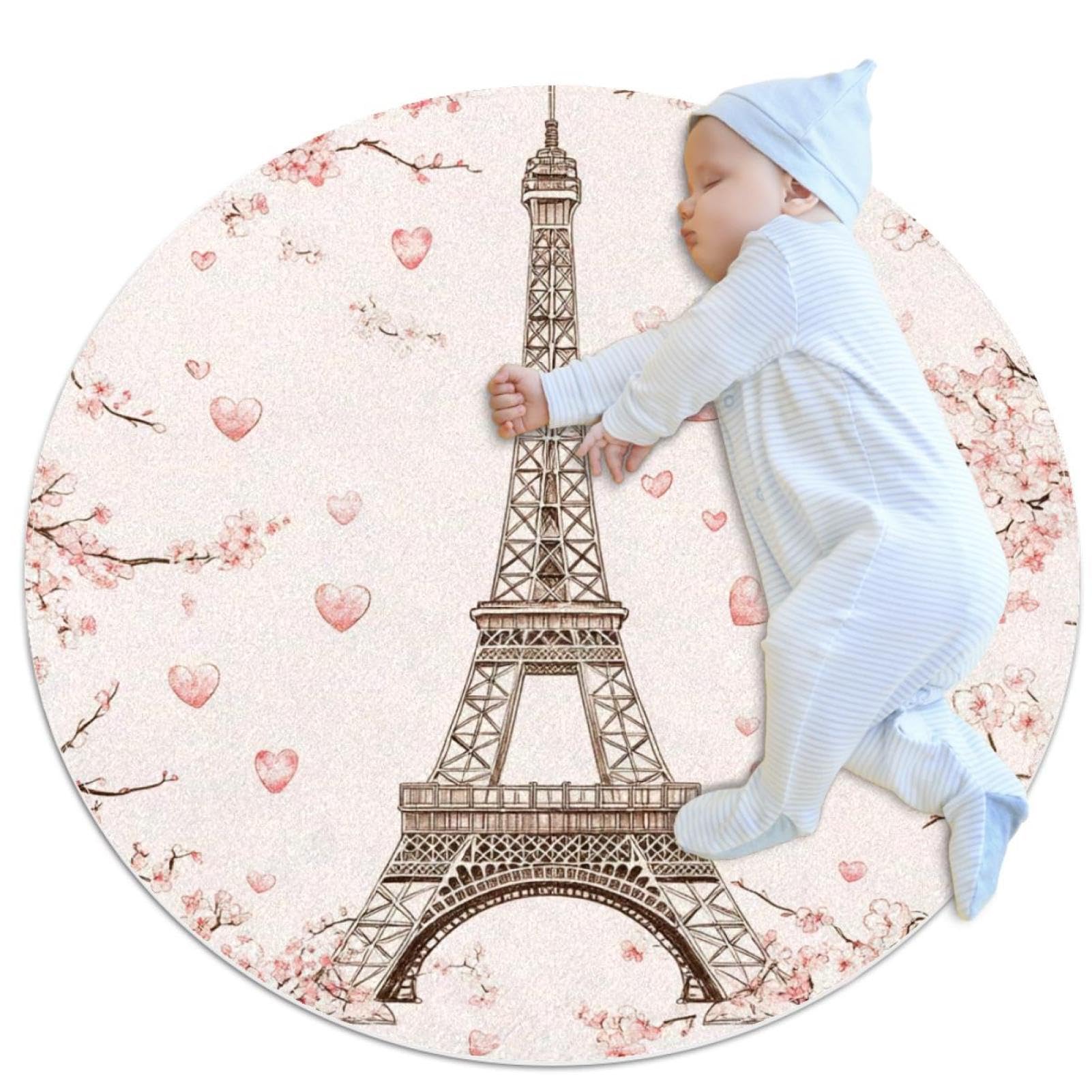 Tapis de salle de bain rose rond 1m avec paillasson antidérapant chambre et canapé