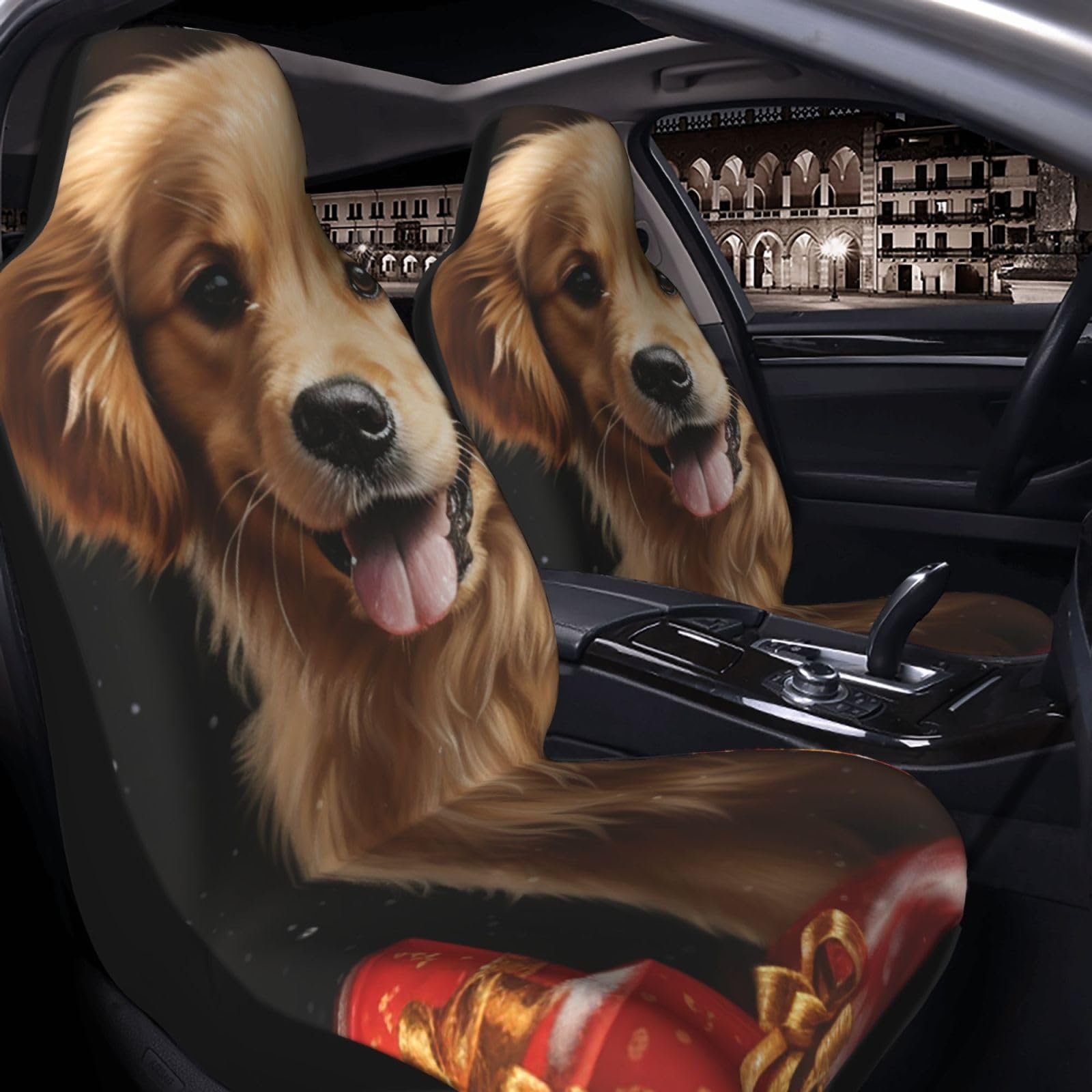 Golden Retriever pokrowce na siedzenia samochodowe, uniwersalne ochraniacze na siedzenia samochodowe, z elastycznym paskiem, akcesoria samochodowe, zestaw 2 szt., 2 szt