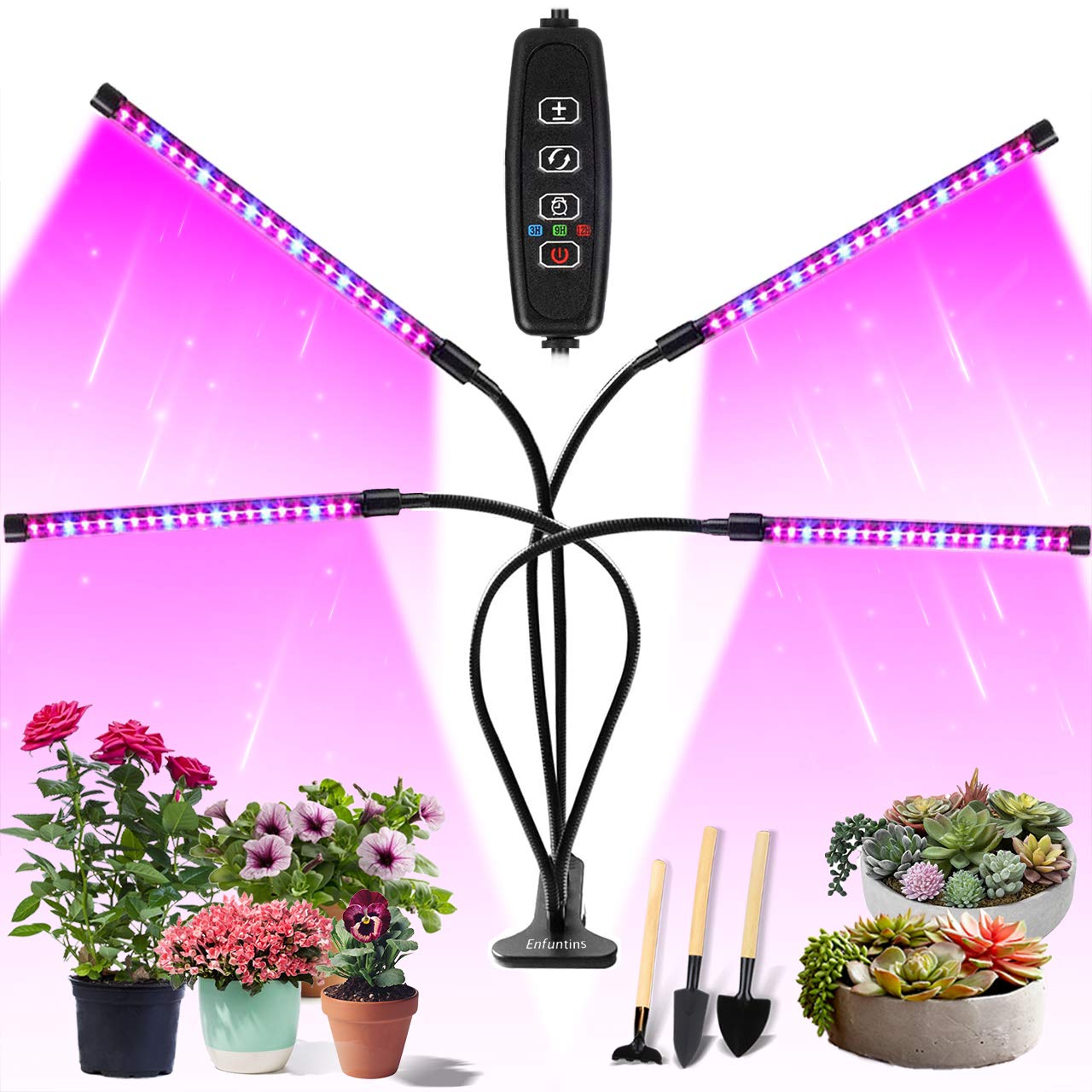 Grow Light for Indoor Plants, 80 LED Full Spectrum Plant Grow Lights with Auto ON/Off 3/9/12H Timer, 10 Dimmable Level, 3 Switch Modes Grow Lamp for Seedling, Adjustable Gooseneck
