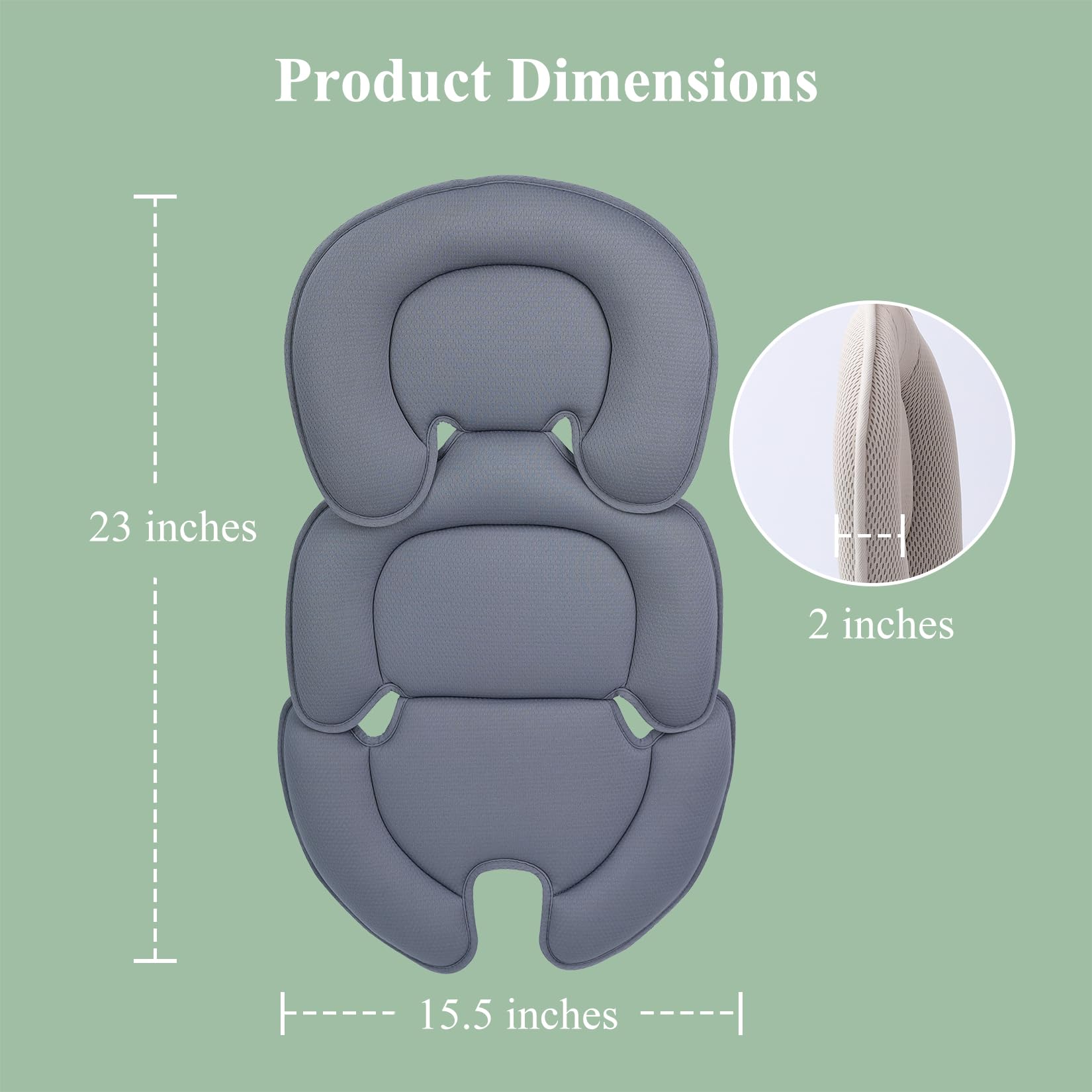 Innokids Inserto per seggiolino auto per neonati, cuscino di supporto per la testa del neonato e cuscino di supporto per il corpo per neonati, macchinine e passeggini (Grigio)