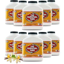 Survival Tabs Emergency Food Supply 15-Day Vanilla Malt Tabs, Fortified | Packed with 15 essential vitamins and minerals for daily energy support - great for backpacks, vehicles, or home storage kits