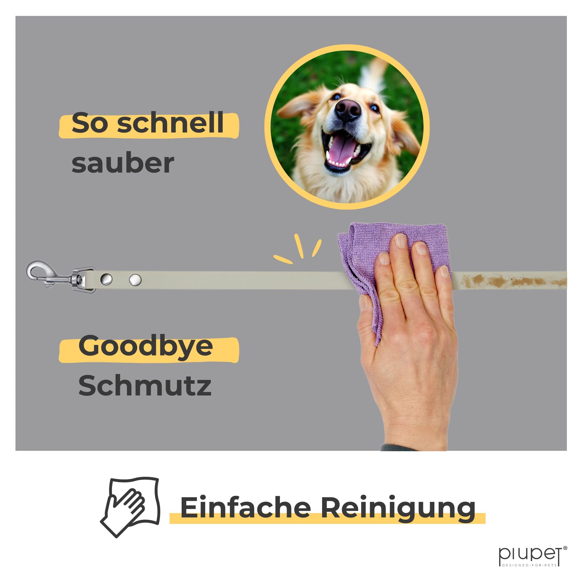 PiuPet® Schleppleine für Hunde 5m I 10m I 20m I Wasserabweisend I Hundeleine I Leine Hund I Hunde Schleppleine I Hundezubehör | Grau