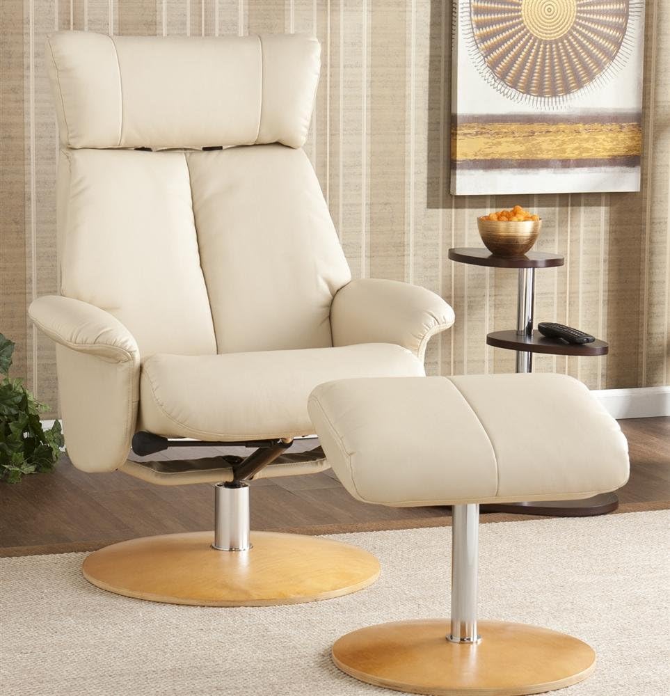 Holly & Martin Leather Recliner and Ottoman French Vanilla Home & Kitchen