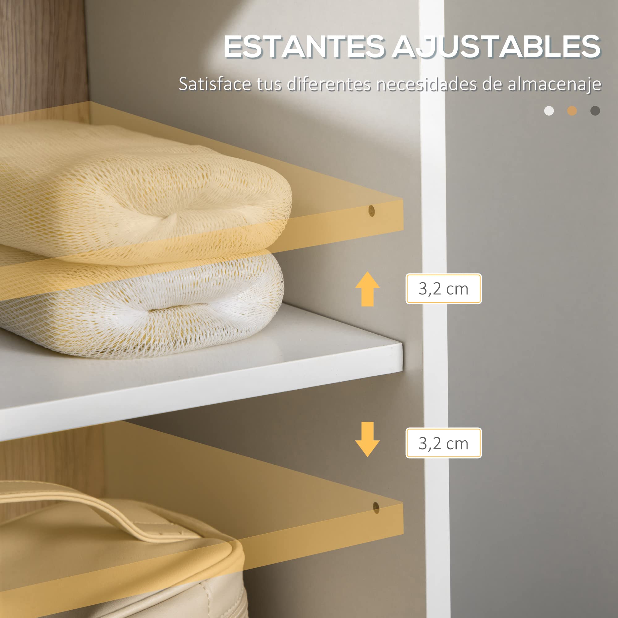 kleankin Armario Alto de Baño con 2 Puertas 31,5x30x169 cm Blanco y Roble | Columna Auxiliar de Baño, 6 Estantes, para Ducha Aseo Dormitorio, Estilo Moderno