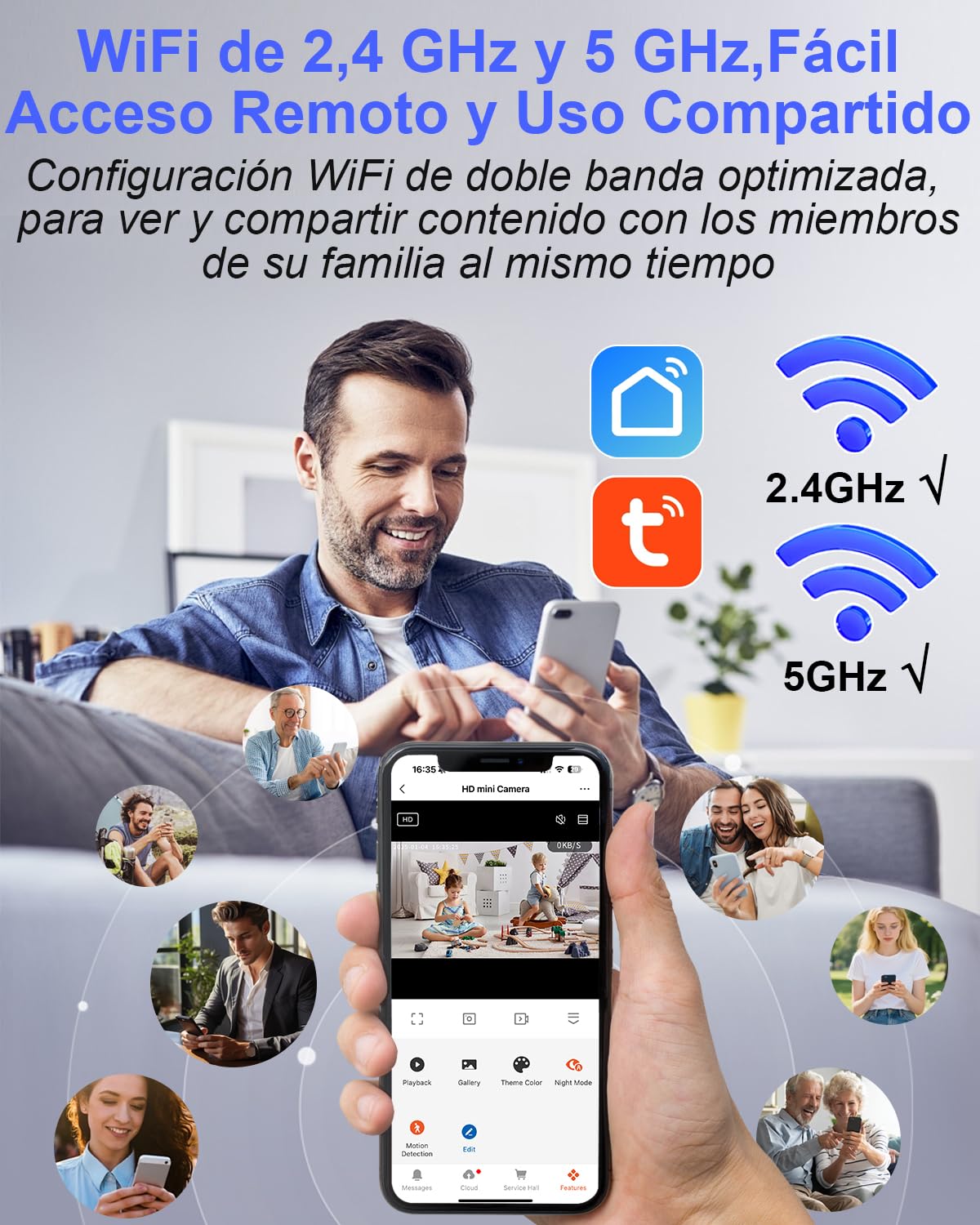 Cámara Espía Oculta WiFi, 5G Mini Camara Espia Inalambricas Despertador | Doble Banda Reloj con Cámara 1080P HD, Visión Nocturna Detección de Movimiento, Ángulo 120° App Tuya Vigilancia Interior
