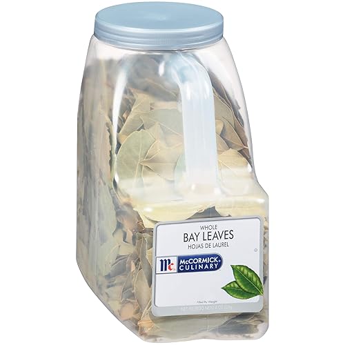 McCormick Culinary Whole Bay Leaves, 8 onzas, un recipiente de 8 onzas de hojas de laurel enteras a granel para un sabroso sabor floral, perfecto en