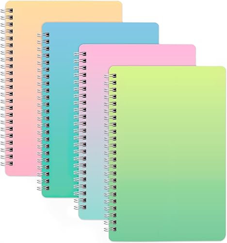 Cuaderno de espiral, paquete de 4 cuadernos en espiral, 5.6 x 8.25 pulgadas, 80 hojas160 páginas, cuaderno de espiral con encuadernación de doble
