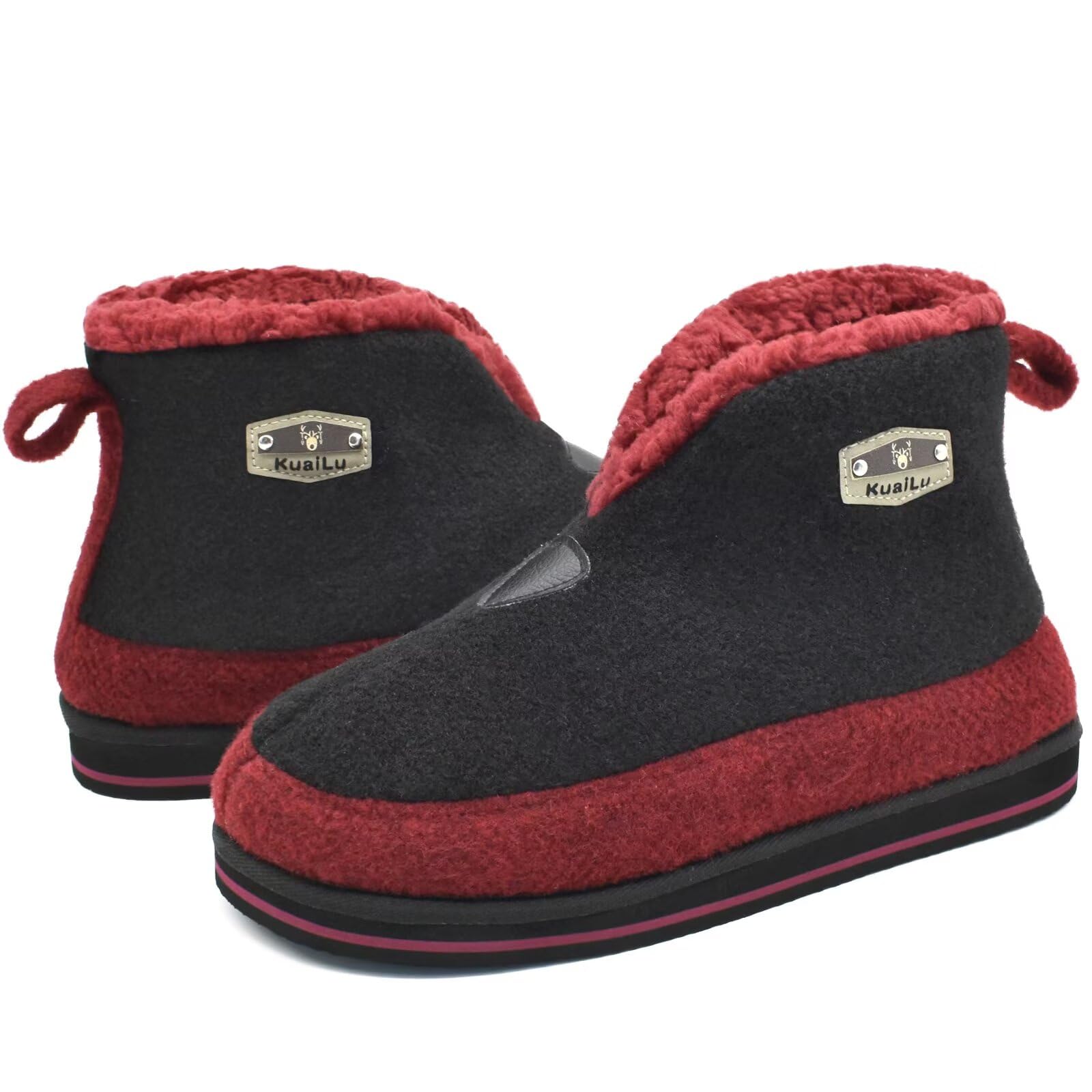 KuaiLu Pantofole Stivaletto Uomo Invernali Babbucce Calde Peluche Pelose Foderata Chiuse Pantofola Stivali Casa Comode Memory Foam Slippers con Indoor outdoor Antiscivolo Suola