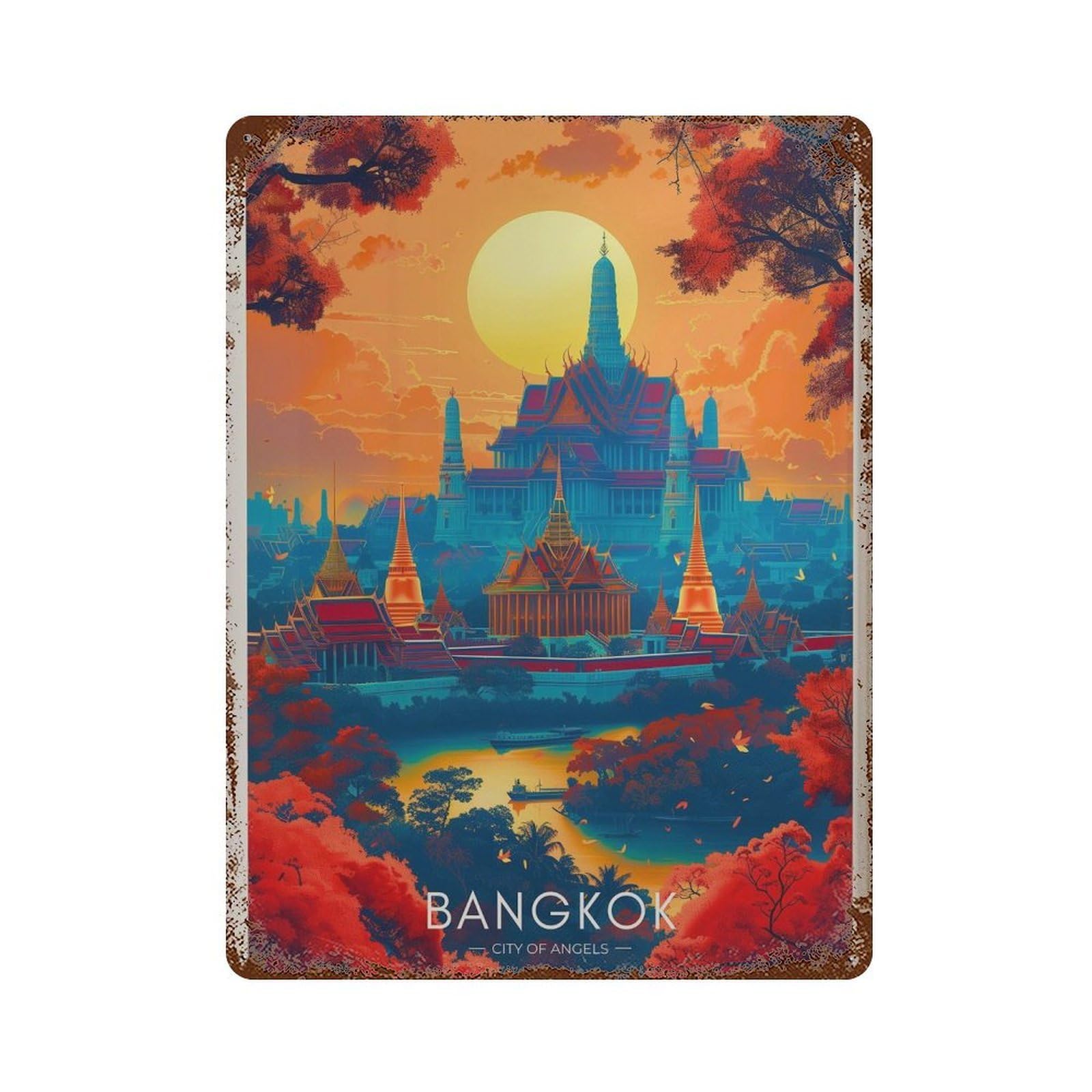 xiaoxiaoshen Bangkok Travel Thailand Wall Decor Art Metal Tin Poster Modern Home Decor Art Home Bar Shop Decorations Vintage Sign 40x30cm