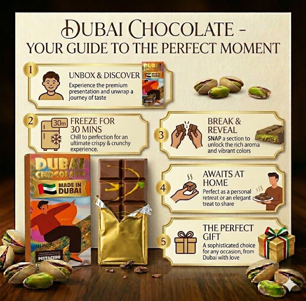 Dubai Chocolate Kunafa with Pistachio – 6.53oz (185g) – Premium Imported Dessert – 100% Authentic Taste – Ideal Gift (185 grams)