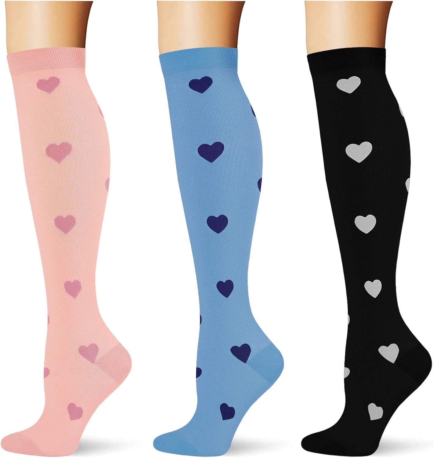 (3 pairs) Compression Socks 20-30 mmHg Long Knee High Socks for Women Men Support A...